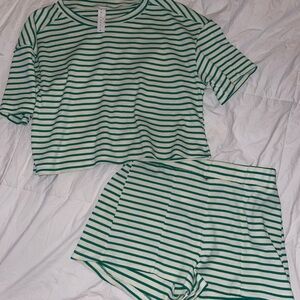 Missguided Green and White Striped Set